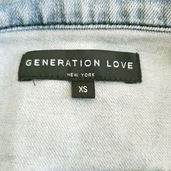 GENERATION LOVE Georgie satin sleeve distressed denim jeans jacket Size XS NEW - Picture 6 of 7